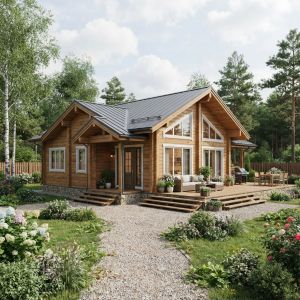 Одноэтажный дом из клееного бруса (фото)