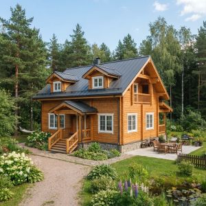 Дом из клееного бруса с мансардой в Краснодаре | Строительная компания «Wood Home» Дом из клееного бруса с мансардой в Краснодаре